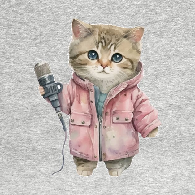 Cute Little Cat Singer by Digital Mag Store